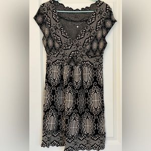 Anthropology - Knitted & Knotted (M) - detailed chocolate and cream dress